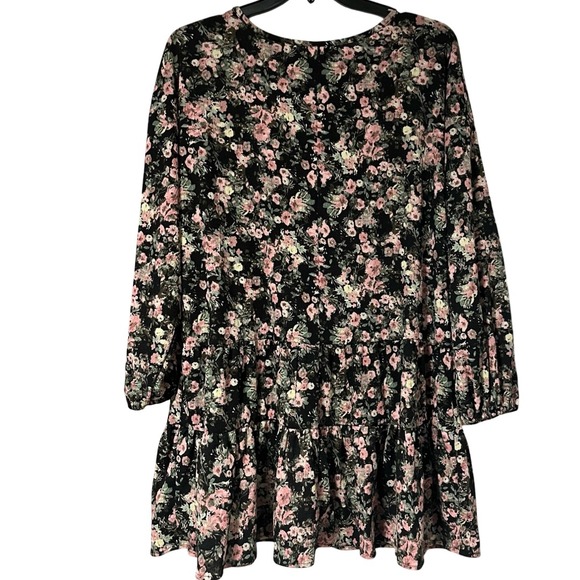 Maurices Black Floral Babydoll Mini Dress Women's Size XL - Picture 6 of 8